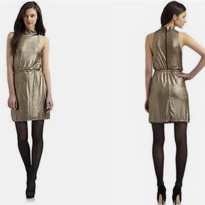 Alice + Olivia Estelle Gold Shimmer Sequin Dress Medium